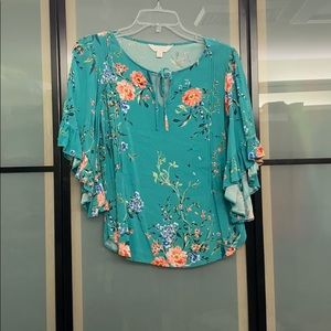 Teal Floral Blouse